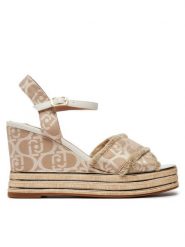 Liu Jo Sandały Karen 04 SA4137 TX412 Beżowy. Brązowe sandały Liu Jo, bez wzorów, z materiału, bez obcasa, na koturnie, bez zapięcia. Za 539.99 zł.