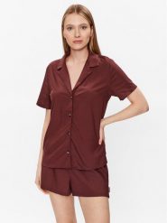 Calvin Klein Underwear Piżama 000QS6967E Brązowy Regular Fit. Brązowe piżamy Calvin Klein Underwear, s, bez wzorów, z wiskozy, bez kołnierzyka, bez ramiączek. Za 249.99 zł.