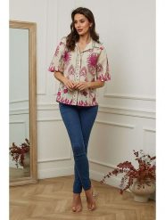 Plume Bluzka "Boutik" w kolorze różowo-beżowym rozmiar: XL. Brązowe bluzki Plume, xl, bez wzorów, bez kołnierzyka, bez ramiączek. Za 176.50 zł.