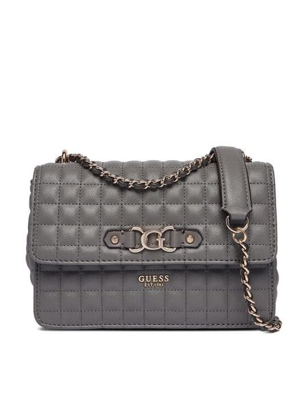 Guess Torebka Nadira HWQG84 24210 Szary. Szare kopertówki Guess, z aplikacjami, ze skóry, wizytowe, bez dodatków. Za 579.99 zł.