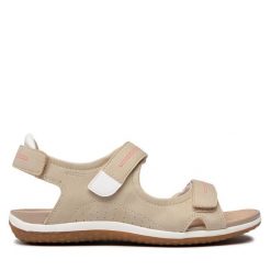 Sandały Geox. Brązowe sandały Geox, bez wzorów, bez obcasa, na płaskiej podeszwie, bez zapięcia. Za 379.99 zł.