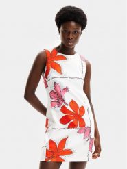 Desigual Sukienka letnia Houston 24SWVW01 Biały Regular Fit. Białe sukienki Desigual, xs, bez wzorów, z syntetyku, bez kołnierzyka, bez ramiączek. Za 679.99 zł.