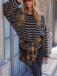 LA Angels Sweter w kolorze czarno-karmelowym rozmiar: L. Brązowe swetry LA Angels, l, bez wzorów, bez ramiączek. Za 159.96 zł.