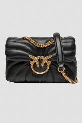 PINKO Czarna torebka Love Puff Mini CL AW25. Czarne kopertówki Pinko, bez wzorów, ze skóry, eleganckie, pikowane, bez dodatków. W wyprzedaży za 1,396.99 zł.