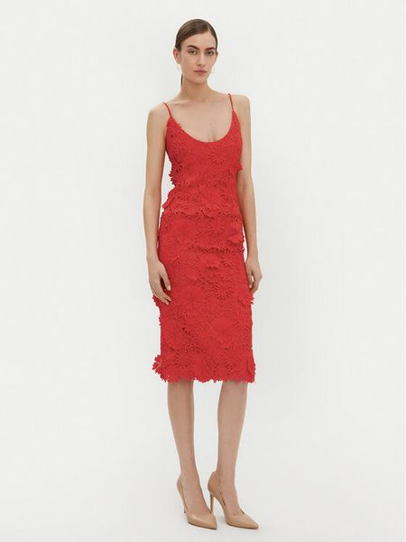 Bardot Sukienka koktajlowa 59747DB Czerwony Regular Fit. Czerwone sukienki Bardot, bez wzorów, z syntetyku, wizytowe, bez kołnierzyka, bez ramiączek. Za 349.99 zł.