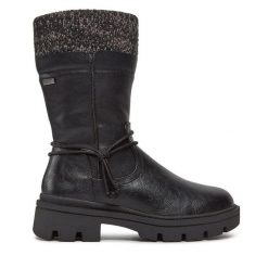Botki Jana. Czarne botki JANA, bez wzorów, bez obcasa, na płaskiej podeszwie, bez zapięcia. Za 239.99 zł.