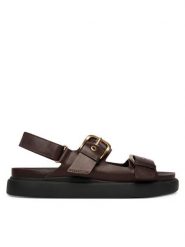 Clarks Sandały Aristella Bay 26185806 Brązowy. Brązowe sandały Clarks, bez wzorów, ze skóry, bez obcasa, na płaskiej podeszwie, bez zapięcia. Za 469.99 zł.