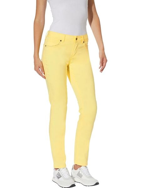 Heine Dżinsy - Slim fit - w kolorze żółtym rozmiar: 38. Żółte jeansy Heine, bez wzorów, klasyczne. Za 184.02 zł.