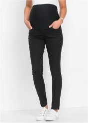 Jegginsy ciążowe ze stretchem, Skinny. Czarne jeansy bonprix, bez wzorów, z jeansu. Za 129.99 zł.