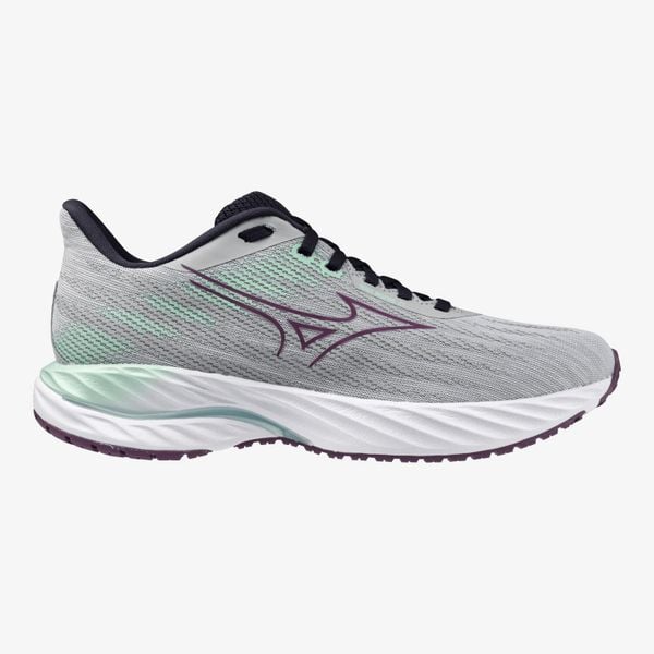 Buty do biegania damskie Mizuno Wave Inspire 21 pearl blue/dark purple/ice green. Białe buty do biegania Mizuno, bez wzorów, bez zapięcia, do biegania, mizuno wave. Za 599.99 zł.