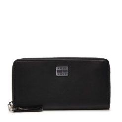Duży Portfel Damski Tommy Jeans. Czarne portfele Tommy Jeans, bez wzorów, z jeansu. Za 169.99 zł.