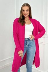 Sweter Kardigan splot warkocz fuksja. Czerwone swetry KESI, l, bez wzorów, z wełny, plus size, bez ramiączek. Za 178.78 zł.
