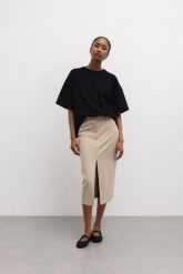 Długa spódnica w paski w kolorze BEIGE TONE- RADIANCE-XS. Brązowe spódnice Marsala, na co dzień, xs, bez wzorów, z poliesteru, eleganckie, maxi, proste. W wyprzedaży za 79.96 zł.