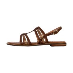 Sandały GEOX D SOZY PLUS Brązowy. Brązowe sandały Geox, bez wzorów, ze skóry, bez obcasa, bez zapięcia. Za 330.99 zł.
