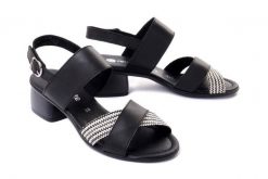 RIEKER REMONTE R8767-00 black combination, sandały damskie. Czarne sandały Rieker Remonte, bez wzorów, bez obcasa, na obcasie, bez zapięcia. Za 319.90 zł.