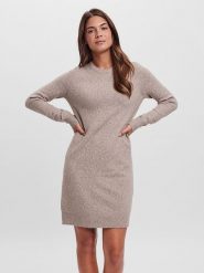 Vero Moda Sukienka dzianinowa "Vmdoffy" w kolorze beżowym rozmiar: XL. Brązowe sukienki Vero Moda, s, bez wzorów, z dzianiny, bez kołnierzyka, bez ramiączek, maxi. Za 96.83 zł.