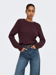 ONLY Sweter w kolorze bordowym rozmiar: XL. Czerwone swetry ONLY, xl, bez wzorów, bez ramiączek. Za 89.95 zł.