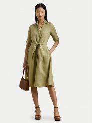 LAUREN RALPH LAUREN Sukienka koszulowa 200905667015 Zielony Regular Fit. Zielone sukienki Lauren Ralph Lauren, bez wzorów, ze lnu, bez kołnierzyka, bez ramiączek, koszulowe. Za 959.99 zł.