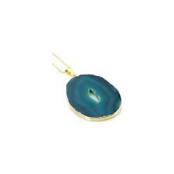 Naszyjnik Plaster Geody Agatu Morski złoto. Niebieskie naszyjniki Brazi druse jewelry. Za 170.00 zł.