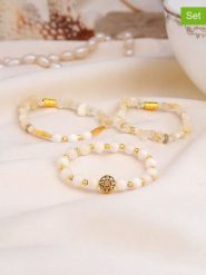 L'Atelier de Gaia Bransoletki (3 szt.) rozmiar: onesize. Białe bransoletki L'Atelier de Gaia, z kamieniem księżycowym, z mosiądzu. Za 42.95 zł.