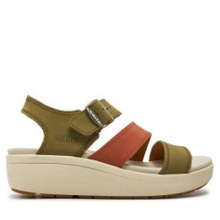 Sandały Keen. Zielone sandały Keen, bez wzorów, bez obcasa, na koturnie, bez zapięcia. Za 419.99 zł.