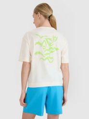 4F T-shirt regular z nadrukiem damski - biały S. Białe t-shirty 4f, s, bez wzorów, z bawełny, klasyczne, bez kołnierzyka, bez ramiączek. Za 59.99 zł.