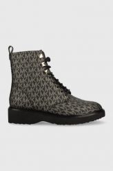 MICHAEL Michael Kors workery Haskell damskie kolor czarny na platformie. Czarne botki MICHAEL Michael Kors, bez wzorów, z gumy, z okrągłym noskiem, bez obcasa, na platformie, bez zapięcia. W wyprzedaży za 819.99 zł.