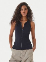 G-Star Raw Top D28735-D107 Granatowy Slim Fit. Niebieskie topy G-Star Raw, l, bez wzorów, z bawełny, retro, bez kołnierzyka, bez ramiączek. Za 179.99 zł.