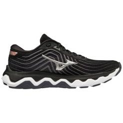 Buty do biegania damskie Mizuno Wave Horizon 6. Czarne buty do biegania Mizuno, bez wzorów, z gumy, bez zapięcia, do biegania, mizuno wave. Za 728.00 zł.