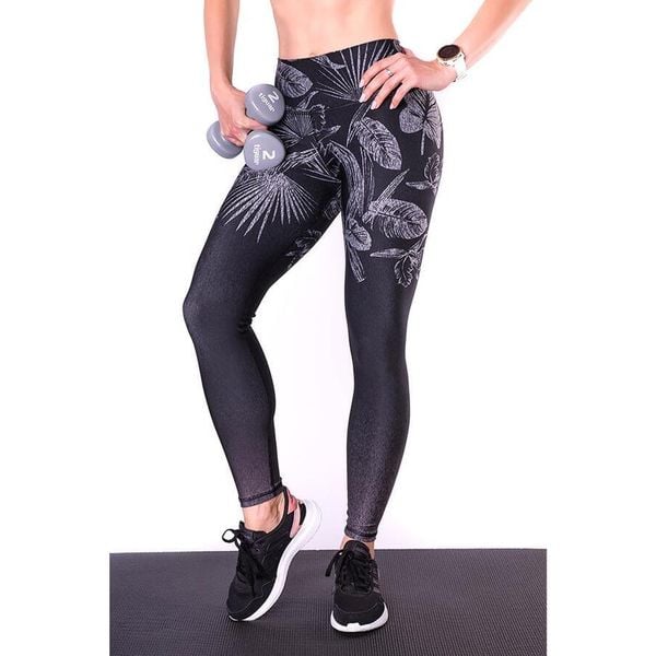 Legginsy z wysokim stanem na siłownię damskie 2skin OMBRE JUNGLE BLACK. Czarne legginsy 2SkIN, bez wzorów, z elastanu, sportowe. Za 69.99 zł.