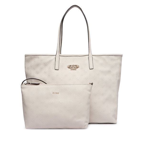 Torebka Guess. Białe shopper bag Guess, z aplikacjami, bez dodatków. Za 455.99 zł.