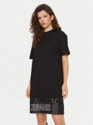 Karl Lagerfeld Jeans Sukienka codzienna A1W13015 Czarny Relaxed Fit. Czarne sukienki Karl Lagerfeld Jeans, na co dzień, s, bez wzorów, z bawełny, bez kołnierzyka, bez ramiączek, proste. Za 309.99 zł.