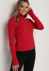 Czerwony Sweter z Golfem z Domieszką Kaszmiru i Wiskozy Zaisma. Czerwone swetry Born2be, bez wzorów, z jeansu, eleganckie, bez ramiączek. W wyprzedaży za 76.49 zł.