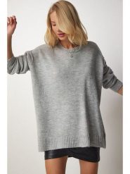 Happiness Istanbul Sweter w kolorze szarym rozmiar: onesize. Szare swetry Happiness Istanbul, bez wzorów, ze splotem, bez ramiączek. Za 114.98 zł.