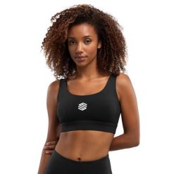 Stanik sportowy fitness damski Fartlek Black. Czarne biustonosze sportowe SIROKO, bez wzorów, z elastanu, na fitness i siłownię. W wyprzedaży za 105.00 zł.