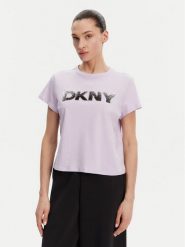 DKNY T-Shirt DP4T1035 Fioletowy Regular Fit. Fioletowe t-shirty DKNY, xs, bez wzorów, z bawełny, bez kołnierzyka, bez ramiączek. Za 189.99 zł.