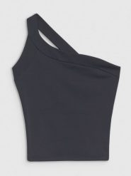 4F Crop-top slim z asymetrycznym ramiączkiem damski - czarny XS. Czarne topy 4f, xs, bez wzorów, z dzianiny, sportowe, z asymetrycznym kołnierzem, bez ramiączek. W wyprzedaży za 39.99 zł.
