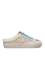 Eva Minge Klapki NARI-25/502 Złoty. Żółte klapki Eva Minge, bez wzorów, z syntetyku, bez obcasa, bez zapięcia. Za 379.99 zł.