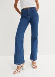 Dżinsy ze stretchem BOOTCUT, mid waist. Niebieskie jeansy bonprix, bez wzorów, z jeansu, klasyczne. Za 79.99 zł.