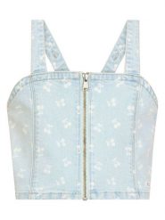 Retour Top dżinsowy "Veronica" w kolorze błękitnym rozmiar: 158/164. Niebieskie topy Retour, bez wzorów, bez kołnierzyka, bez ramiączek. Za 117.99 zł.