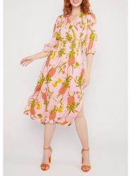 Blutsgeschwister Sukienka "Springtime Melodydancing fruits" w kolorze jasnoróżowym rozmiar: L. Różowe sukienki Blutsgeschwister, na imprezę, l, bez wzorów, z wiskozy, klasyczne, bez kołnierzyka, bez ramiączek, midi. Za 193.24 zł.