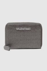 VALENTINO Zestaw ciemnosrebrny portfel damski z lusterkiem. Szare portfele Valentino by Mario Valentino, bez wzorów, ze skóry. W wyprzedaży za 299.99 zł.