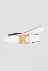 KARL LAGERFELD Biały pasek K/lock. Białe paski KARL LAGERFELD, bez wzorów. W wyprzedaży za 359.99 zł.