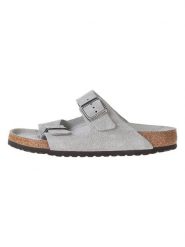 Birkenstock Skórzane klapki "Arizona" w kolorze szarym rozmiar: 44. Szare klapki Birkenstock, bez wzorów, z materiału, klasyczne, z otwartym noskiem, bez obcasa, bez zapięcia. Za 389.95 zł.