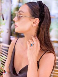 Pierścionek Topaz Sky Blue 4 ct. Trylion złoto 585. Niebieskie pierścionki Brazi druse jewelry, z topazem, pozłacane. Za 3,686.00 zł.