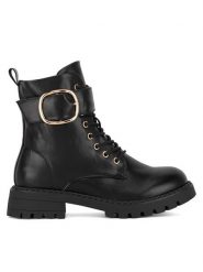 DeeZee Botki WS6116-11 Czarny. Czarne botki DeeZee, bez wzorów, bez obcasa, na płaskiej podeszwie, bez zapięcia. Za 143.99 zł.