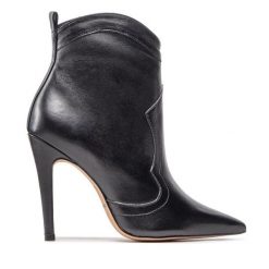 Kowbojki Eva Minge. Czarne botki Eva Minge, bez wzorów, bez obcasa, na szpilce, bez zapięcia. Za 359.99 zł.