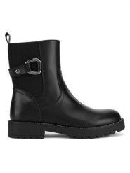 JENNY Botki WS5615-10 Czarny. Czarne botki Jenny, bez wzorów, bez obcasa, na płaskiej podeszwie, bez zapięcia. Za 135.99 zł.