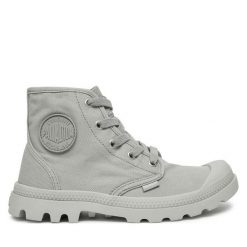 Trapery Palladium. Szare traperki Palladium, bez wzorów, bez obcasa, bez zapięcia. Za 399.99 zł.