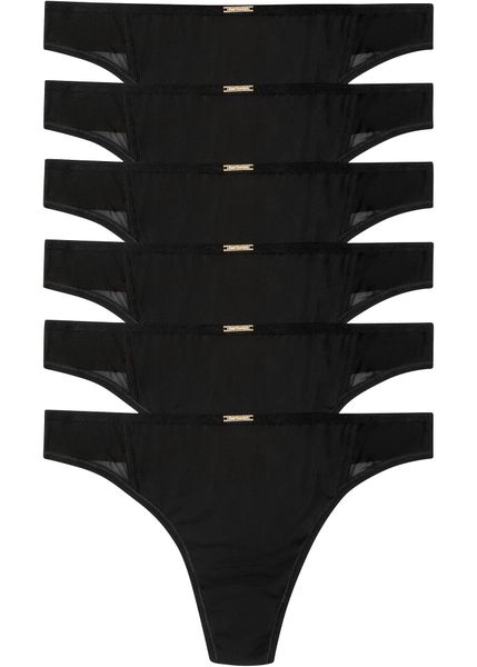 Stringi z kolekcji Feel Comfort z mikrofibry (6 par). Białe stringi bonprix, bez wzorów, z materiału. Za 72.99 zł.